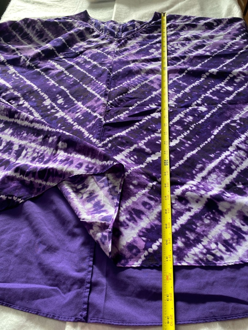 Vibrant Purple Tie-Dye V-Neck Tunic No Tag APAP 32”Close to 3X Light Weigth - Picture 5 of 13